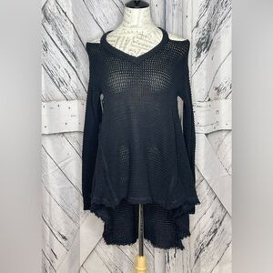 Elan High/Low V-Neck Sweater Cold Shoulder M